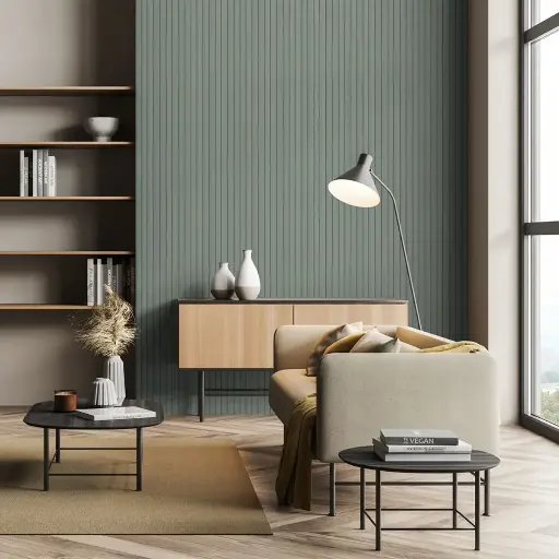 [28000070068] Revestimiento Ripado Verde Glaciar 2440x160 mm 